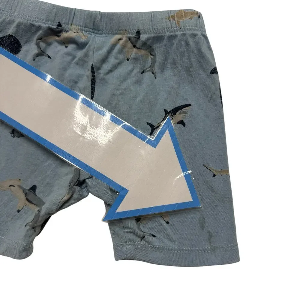 KYTE BABY Blue Sharks Pajama Shorts Size 2T Kids Bamboo Viscose Sleep
